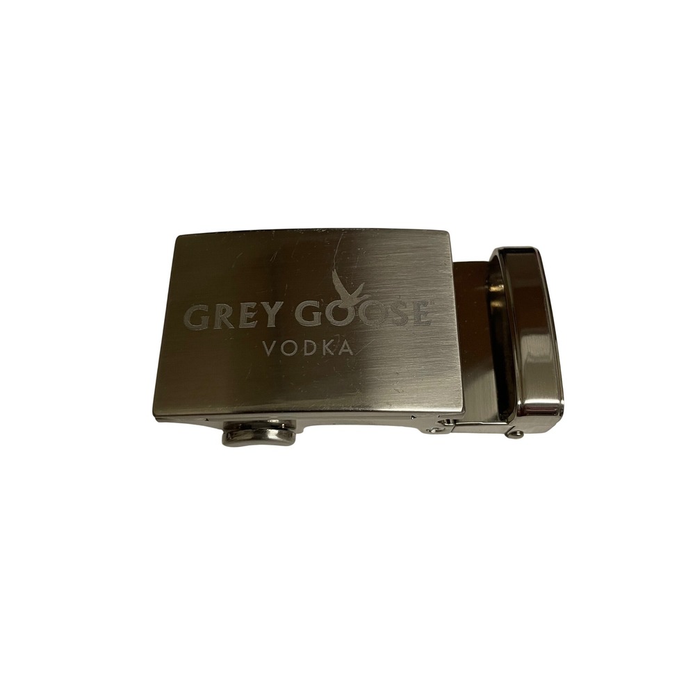 Grey Goose Vodka Nexbelt Ratchet Belt Buckle Silver Tone Metal Promotional Logo